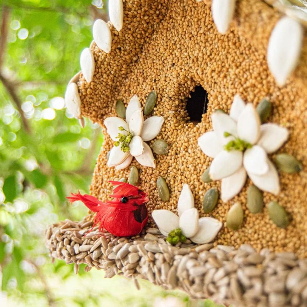 Winter Poinsettia Bird Seed House