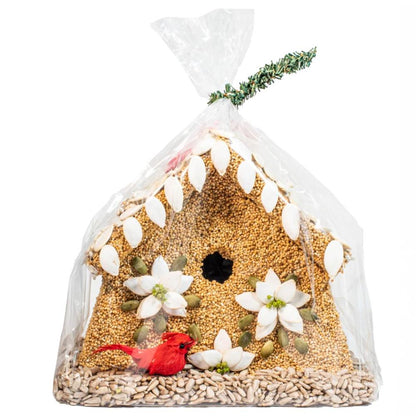 Winter Poinsettia Bird Seed House