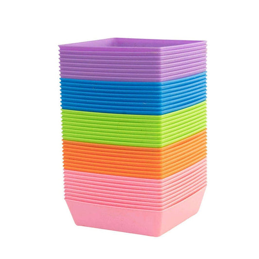 Microgreen 5x5 Trays Multicolor - no holes, extra strength, shallow 1.25 inches deep